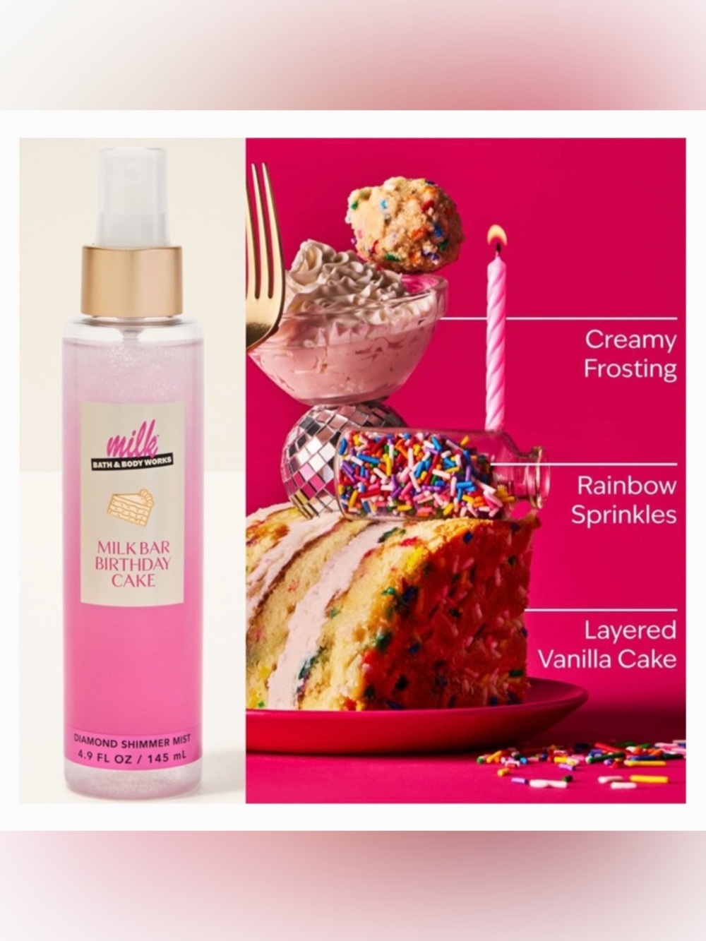 Bath & Body Works Birthday Cake Diamond Shimmer Glitter Mist, Brand New